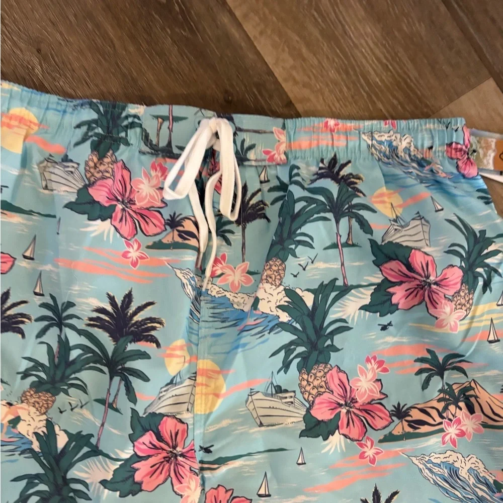 Men's Burnside Tropical Print Swim Trunks Sz XL